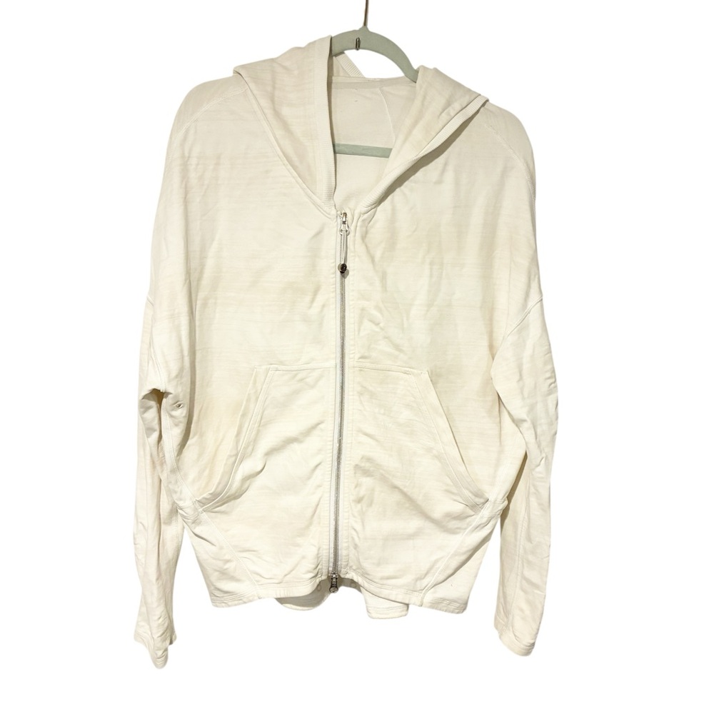 Lululemon Hold Your Om Hoodie Righteous Stripe‎ White Full Zip Athletic Size 6